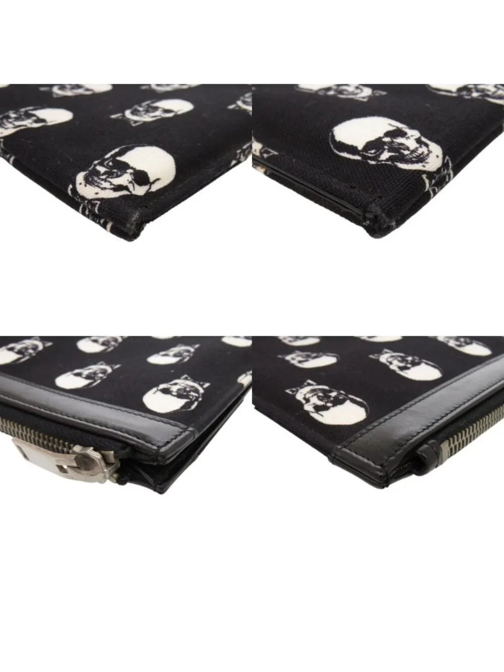 Saint Laurent Paris Skull Canvas Leather Black Clutch